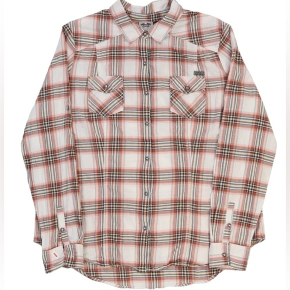 Harley Davidson Plaid Checked Long Sleeve Studded Graphic Shirt Size M Moto - Picture 2 of 12